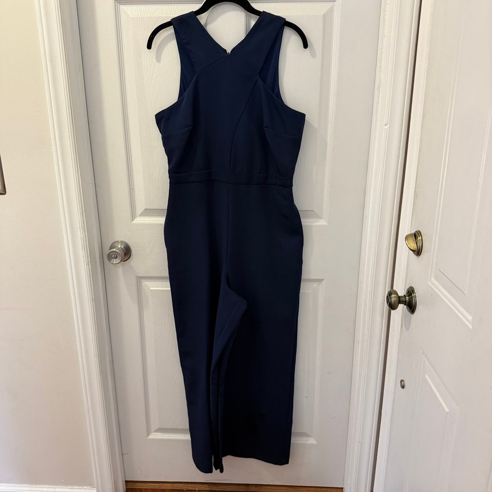 Sam Edelman Navy Blue Crisscross V-neck Jumpsuit Cropped‎ Pants Size 10